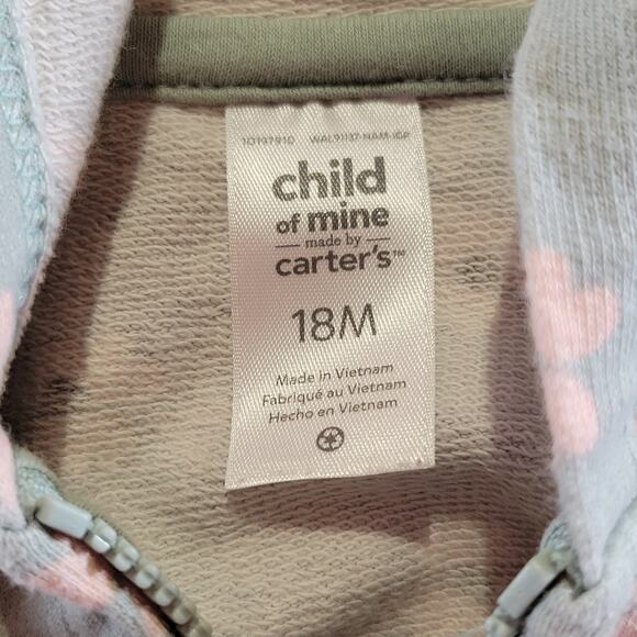 Child of Mine by Carter’s Baby Hoodie 18M Light Blue Floral Zip Up - Picture 4 of 7